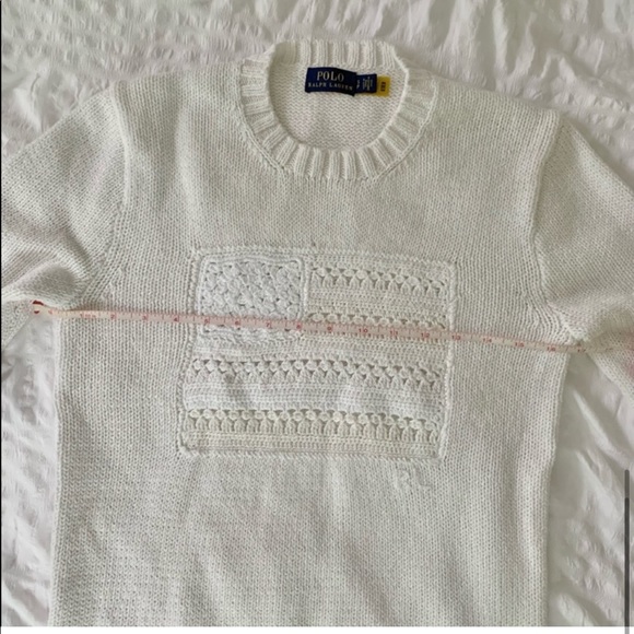New Ralph Lauren American Flag White Sweater - Picture 8 of 11